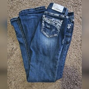 Grace in LA Embellished Blue Boot Cut Jeans